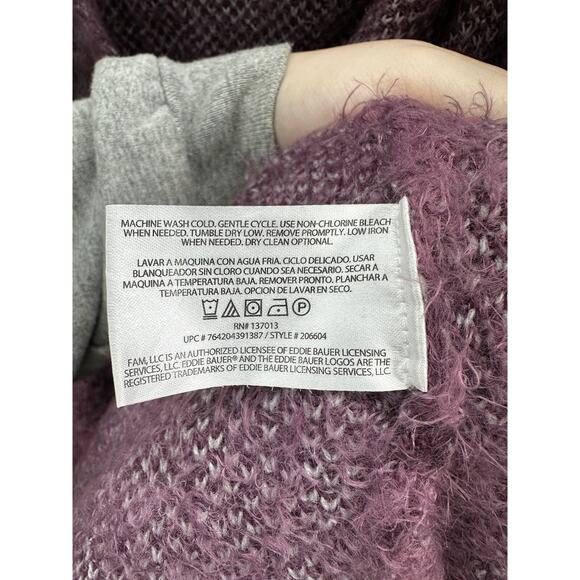 Eddie Bauer Womens Cardigan Small Purple Long Sleeve Open Front Fuzzy Sweater - Picture 6 of 12